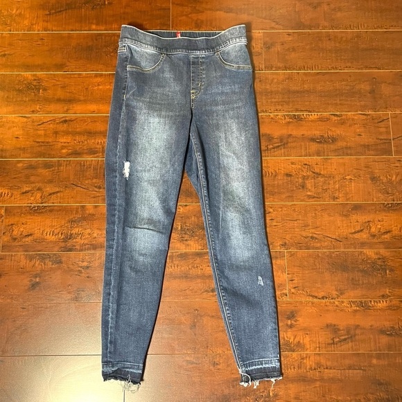 SPANX Denim Leggings Pants High Rise Blue Jean Size Medium - Picture 2 of 10